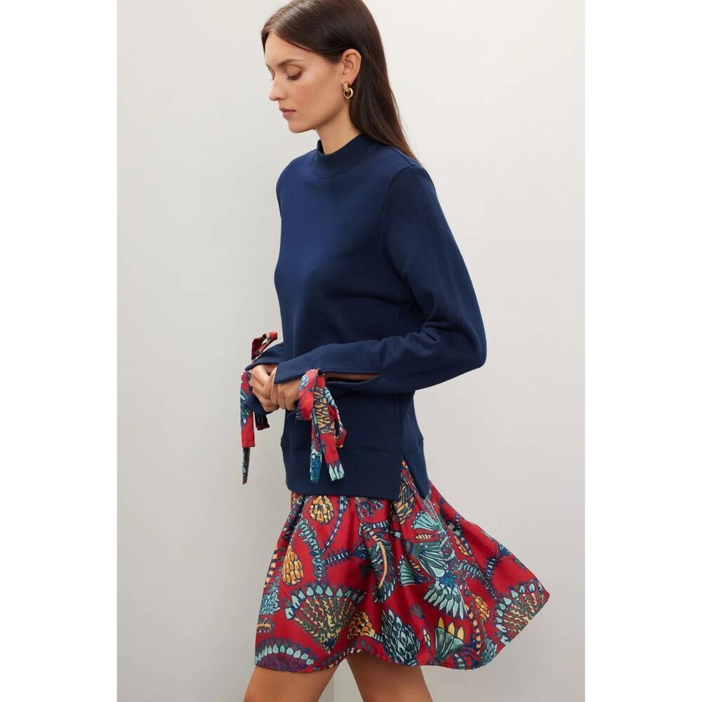 La DoubleJ Sporty Sweatshirt Dress in Navy Blue Red Medium